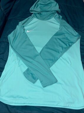 Nike Teal and Aqua Hooded Pullover- worn once-XL